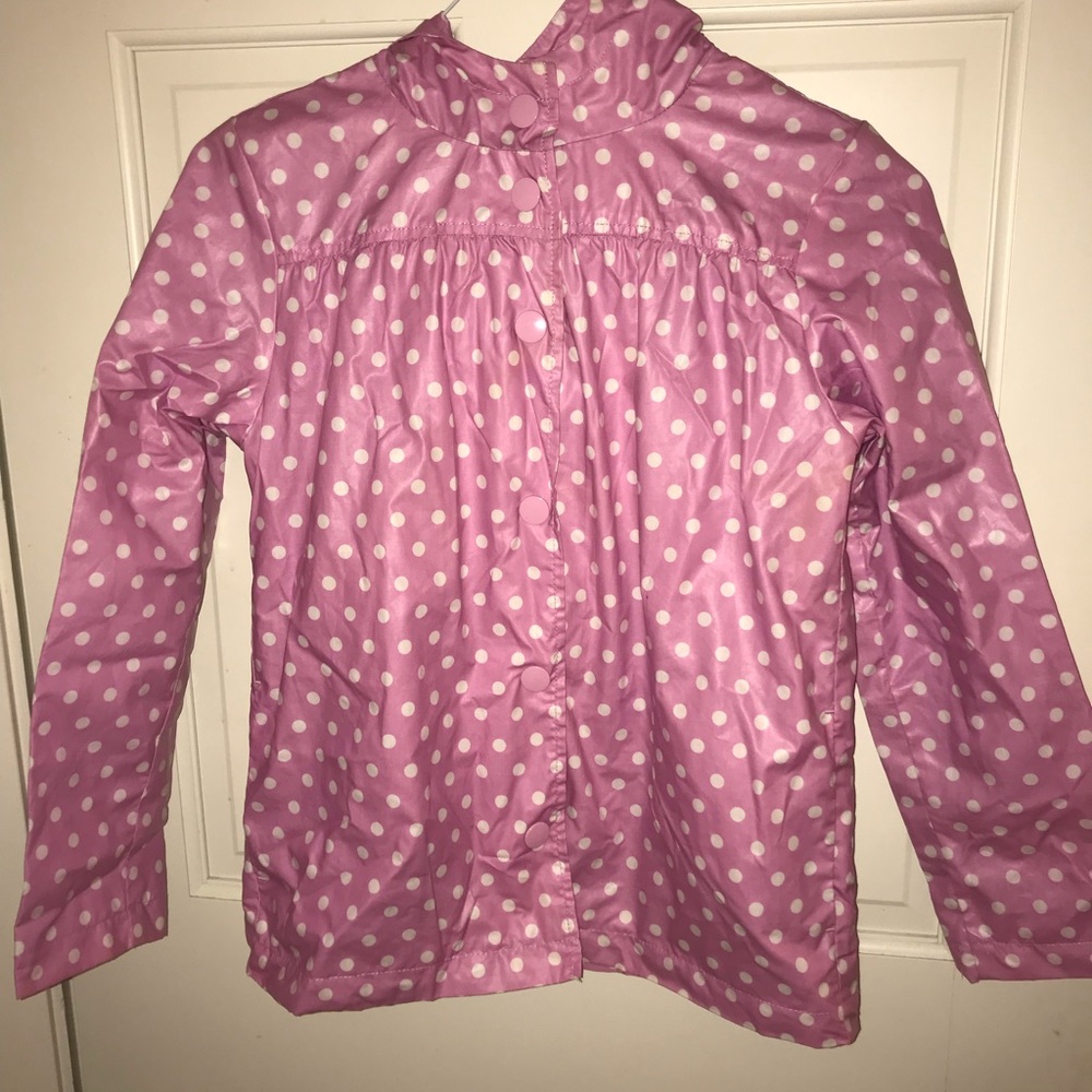 Hooded pink rain jacket